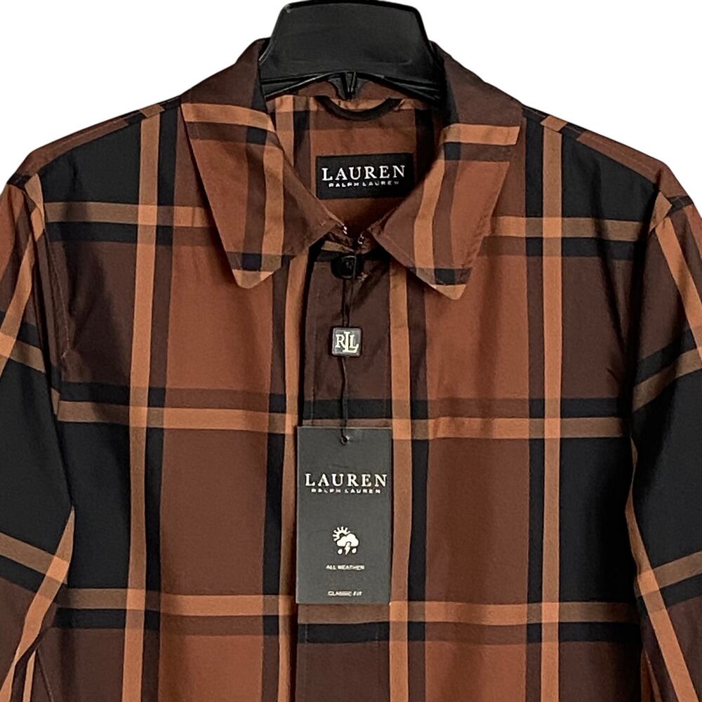 Lauren Ralph Lauren Men's 36 Regular Raincoat Stanza Brown Check NEW - Picture 2 of 15